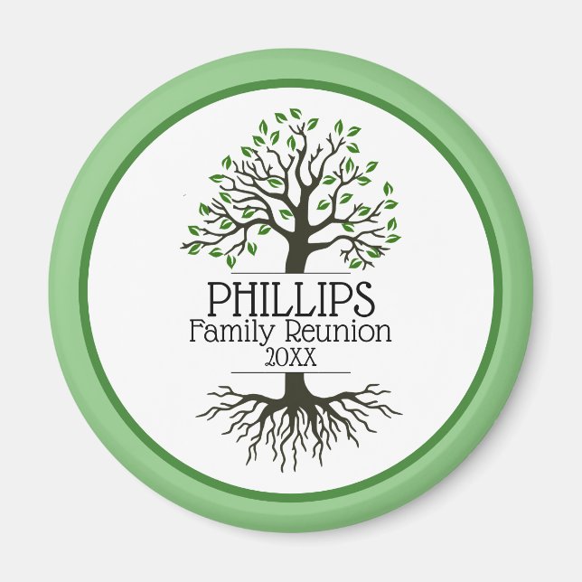 Sage Green Family Tree Family Reunion Magnet (Front)