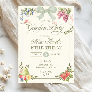 Sage Green Farmer's Market Garden Party Birthday Invitation