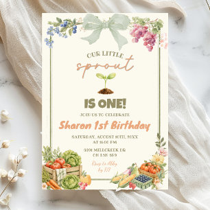 Sage Green Farmer's Market Little Sprout Birthday Invitation