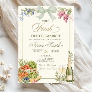Sage Green Farmer's Market She's Off The Market Invitation