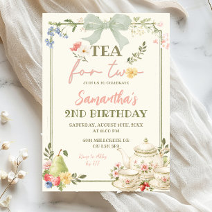 Sage Green Farmer's Market Tea For Two Birthday Invitation