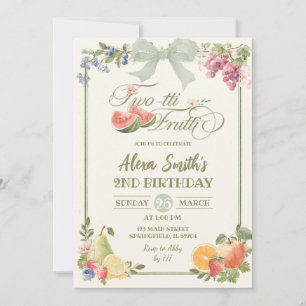 Sage Green Farmer's Market Twotti Frutti Birthday Invitation