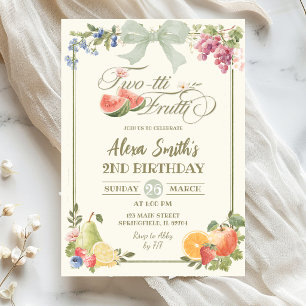 Sage Green Farmer's Market Twotti Frutti Birthday Invitation