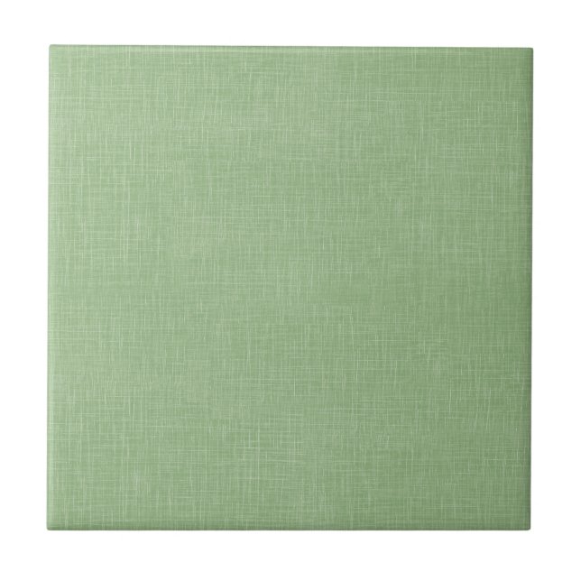 Sage Green Faux Linen Fabric Textured Background Tile (Front)
