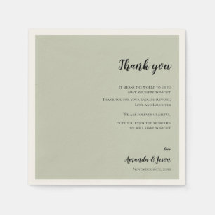 Sage Green Faux Vellum Wedding Thank You Message Napkin