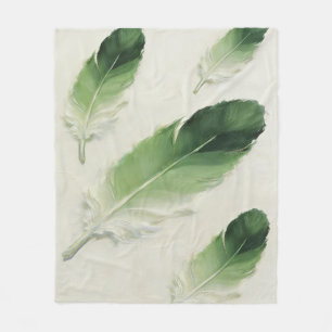Sage Green Feather Soft Aesthetic Modern Boho Fleece Blanket