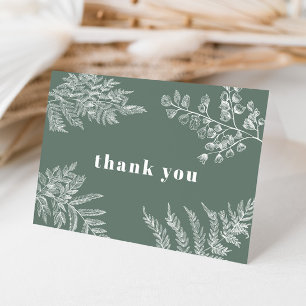 Sage Green Fern Leaf Botanical Thank You Card