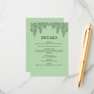 Sage Green Fern Leaf Wedding Enclosure Card