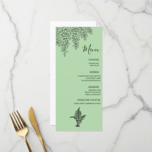 Sage Green Fern Leaf Wedding Menu