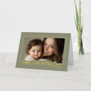 Sage Green First Mother's Day Photo Foil Greeting Card
