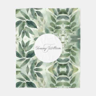 Sage Green Flora Elegant Fleece Blanket