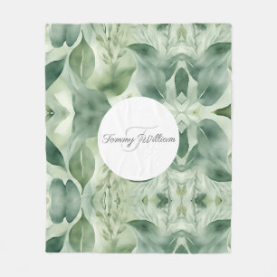 Sage Green Flora Elegant Fleece Blanket