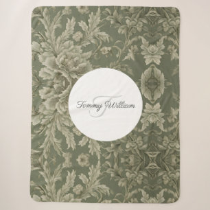 Sage Green Flora Elegant Sherpa Blanket