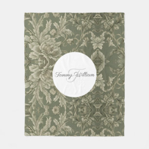 Sage Green Flora Elegant Sherpa Blanket