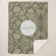 Sage Green Flora Elegant Sherpa Blanket