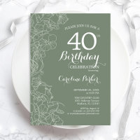 Sage Green Floral 40th Birthday Party