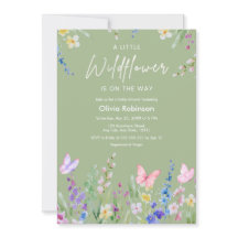 Sage Green Floral A Little Wildflower Baby Shower