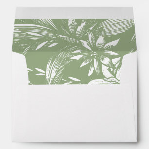 Sage green floral arrangement wedding envelope