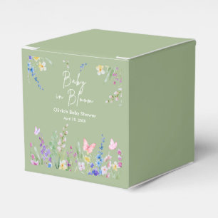 Sage Green Floral Baby in Bloom Baby Shower Favour Box