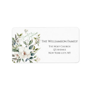 Sage Green Floral Baptism Label