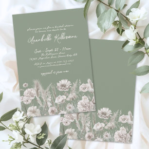 Sage Green Floral Boho Bridal Shower Invitation