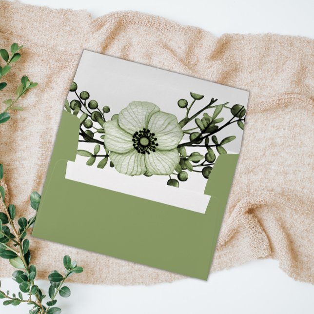 Sage Green Floral Boho Wedding Envelope (Creator Uploaded)