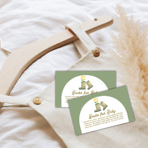 Sage Green Floral Boots Books For Baby Shower Enclosure Card