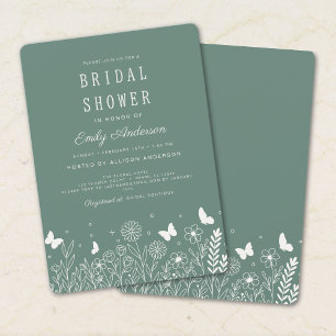 Sage Green Floral Bridal Shower Invitation