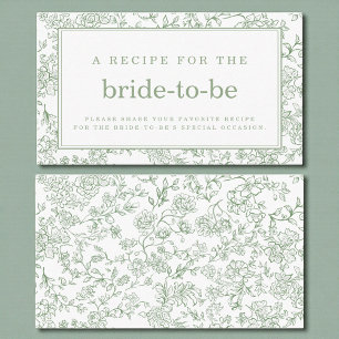 Sage Green Floral Bridal Shower Recipe Share Enclosure Card