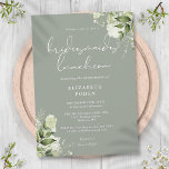 Sage Green Floral Bridesmaids Luncheon Invitation<br><div class="desc">This elegant sage green botanical greenery leaves bridesmaid's luncheon invitation can be personalised with your information in chic typography with your monogram initials on the reverse. Designed by Thisisnotme©</div>