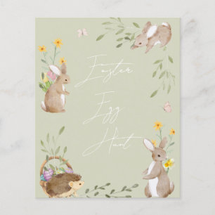 Sage Green Floral Bunny Kids Easter Egg Hunt Game