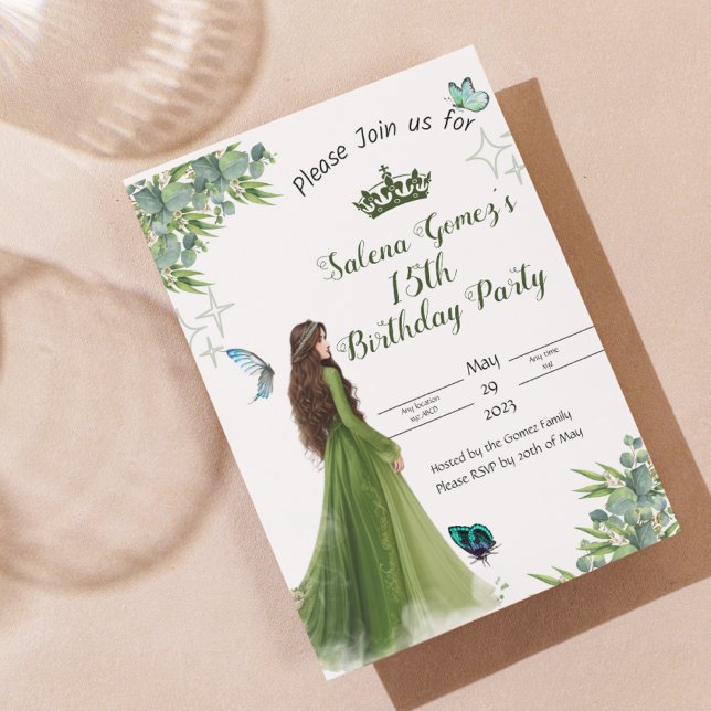 Sage Green Floral Butterfly birthday invitation (Creator Uploaded)