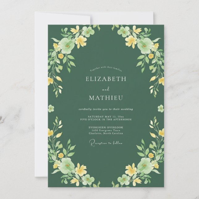 Sage Green Floral Canopy Wedding Invitation (Front)