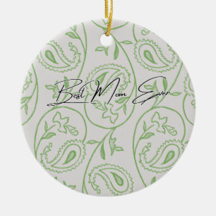 Sage green floral ceramic tree decoration
