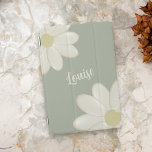 Sage Green Floral Cream Daisy iPad Cover<br><div class="desc">Add your name to this cute sage green and daisy flower iPad cover</div>