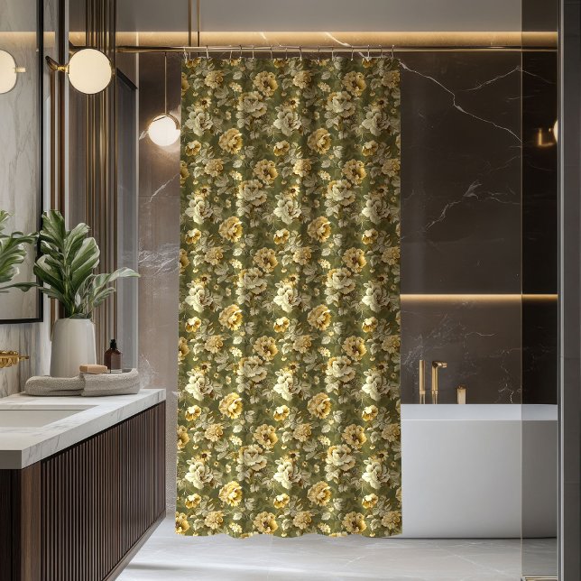 Sage Green Floral Curtain Modern Botanical Art (Sage Green Floral Curtain Modern Botanical Art)