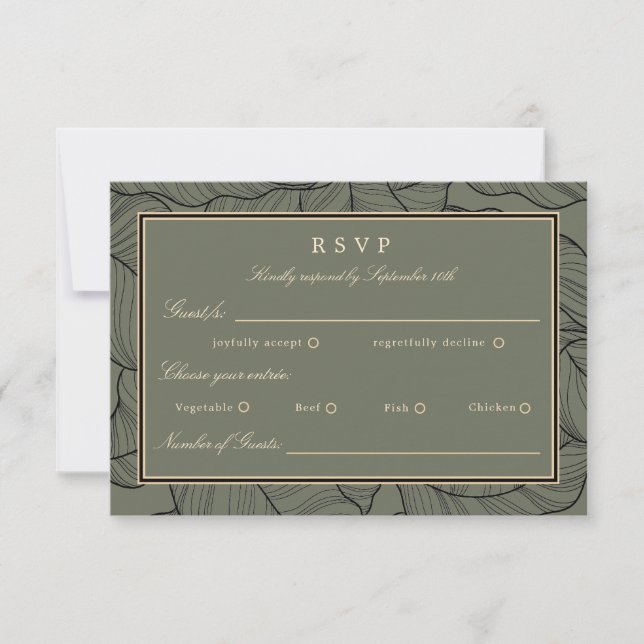 Sage Green Floral Elegant Response Card (Front)