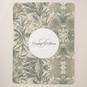 Sage Green Floral Elegant Sherpa Blanket