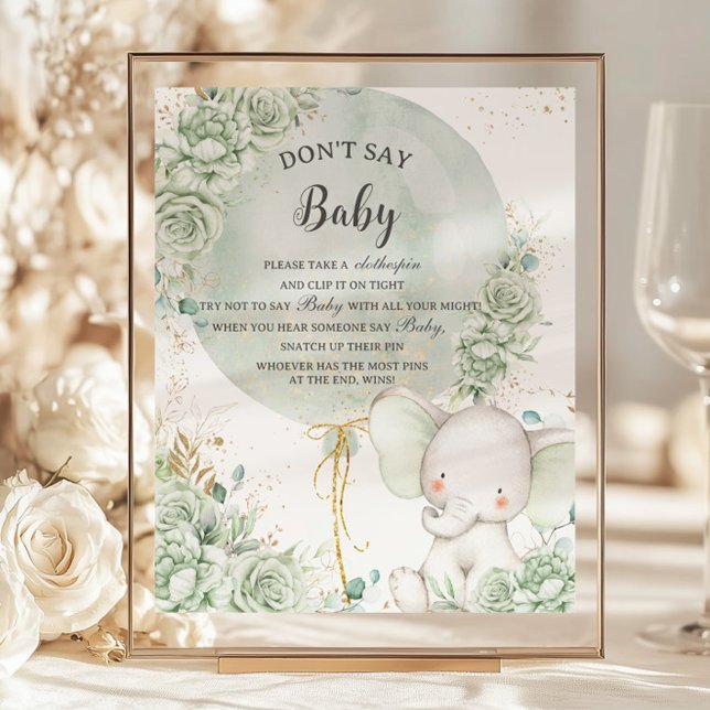 Sage Green Floral Elephant Don't Say Baby Game (Creator Uploaded)