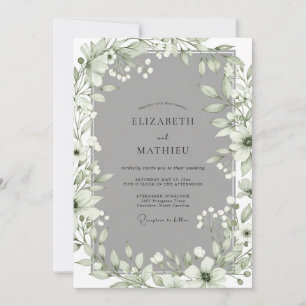 Sage Green Floral Enchantment Wedding Invitation