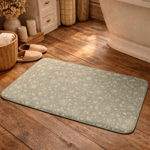 Sage Green Floral , Farmhouse, Cottage core Bath Mat