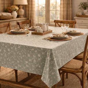 Sage Green Floral , Farmhouse, Cottagecore Tablecloth
