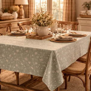 Sage Green Floral , Farmhouse, Cottagecore Tablecloth