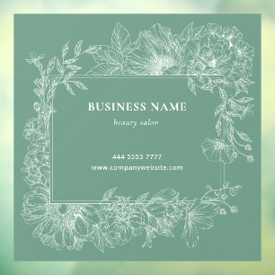 Sage Green Floral Frame Boutique Salon Florist Window Cling