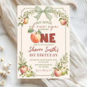 Sage Green Floral Fruit The Apple of Our Eye Invitation
