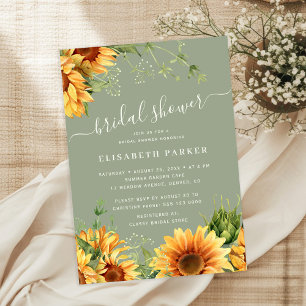 Sage green floral garden bridal shower invitation