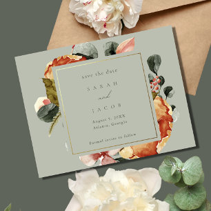 Sage Green Floral Garden Wedding Save The Date