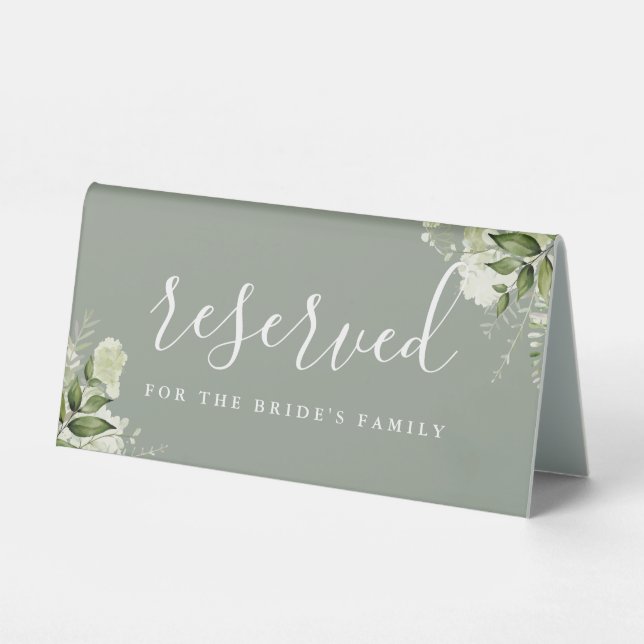 Sage Green Floral Greenery Wedding Reserved (Front)