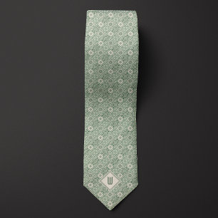 Sage Green Floral Inspired Pattern Tie