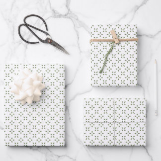 Sage Green floral Leaves pattern white gift Wrapping Paper Sheet